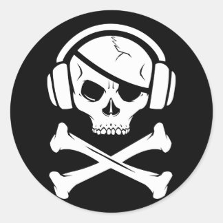 Sticker Rond Musique pirate piratage anti-riaa icône