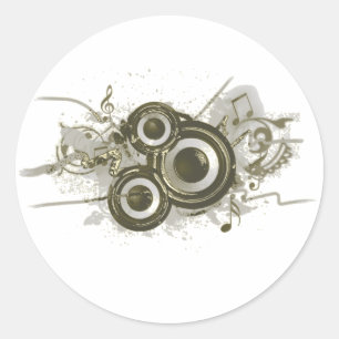 Sticker Rond Musique - remous de haut-parleur