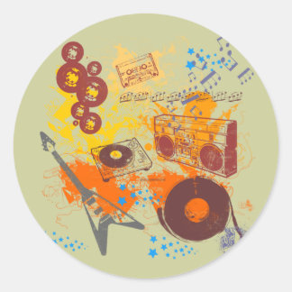 Sticker Rond Musique rétro des années 80