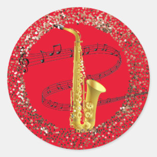 Sticker Rond Musique saxophone