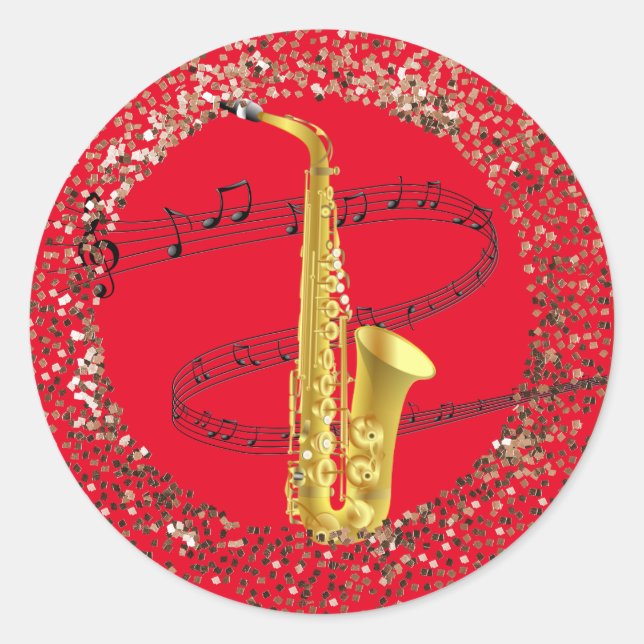Sticker Rond Musique saxophone (Devant)