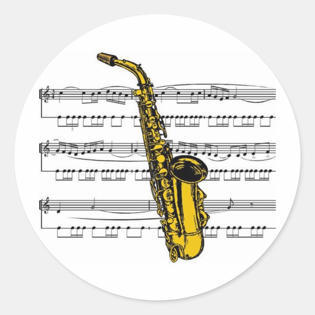 Sticker Rond Musique saxophone 13 B (Devant)