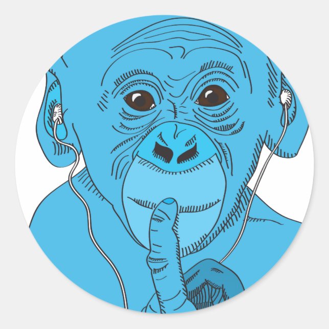 Sticker Rond Musique singe (Devant)