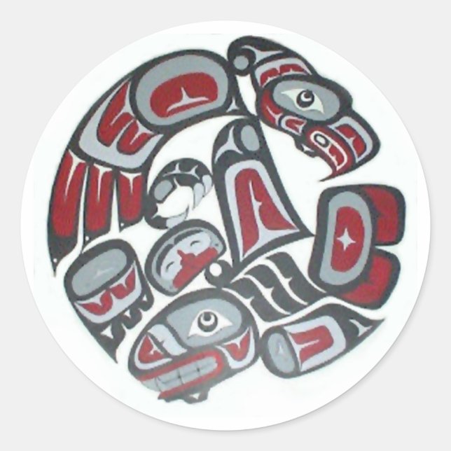Sticker Rond Musique Totem tribal amérindien (Devant)
