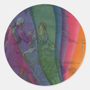 Sticker Rond Musique vintage Arc-en-ciel, Couple victorien