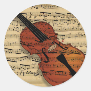 Sticker Rond Musique Vintage violon