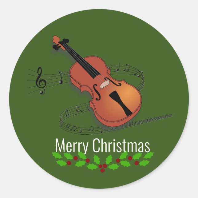 Sticker Rond Musique violon de Noël (Devant)