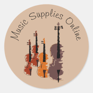 Sticker Rond Musique violon design Cadeau marque d'entreprise