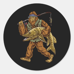 Sticker Rond Muskie Fishing Bigfoot Musky Hunter Pêcheurs 1