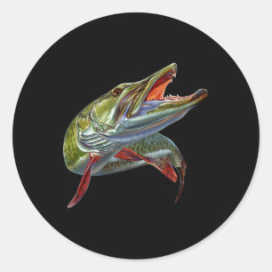 Sticker Rond Muskie Hunter Musky Fisherman Lure Fly Fishing Nov