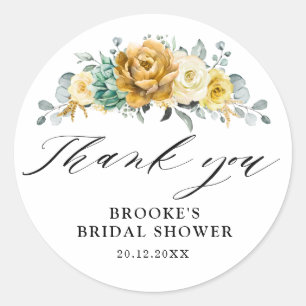 Sticker Rond Mustard Jaune Floral Sage Merci de verdure