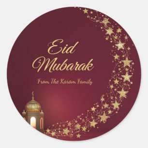 Sticker Rond Musulman Eid Mubarak personnalisé