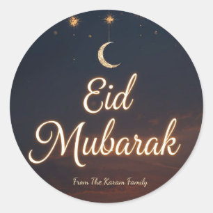 Sticker Rond Musulman Eid Mubarak personnalisé