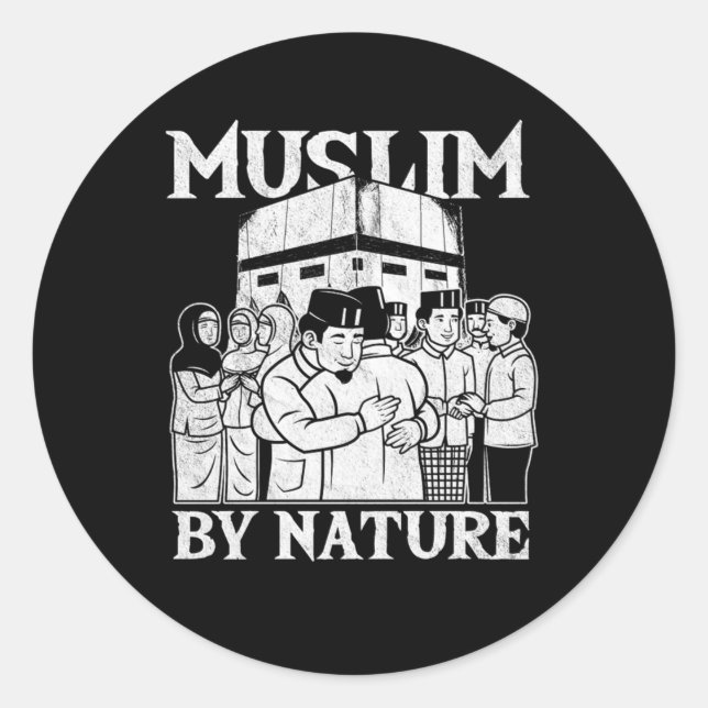 Sticker Rond Musulman Par Nature Islam Mecque Allah Hajj Mosqué (Devant)