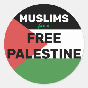 STICKER ROND MUSULMANS POUR UN DRAPEAU PALESTINE GRATUIT ROUGE 