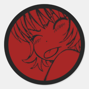 Sticker Rond muuhh - mignon anime - kawaii >_< rouge