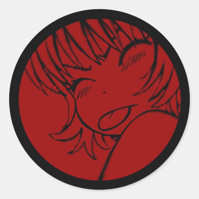 Sticker Rond muuhh - mignon anime - kawaii >_< rouge (Devant)