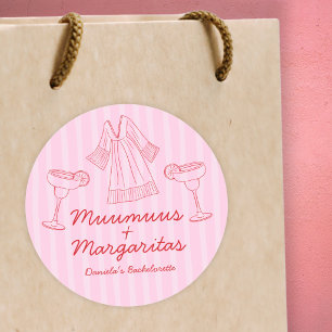 Sticker Rond Muumuus et Margaritas Rose et Rouge Enterrement de