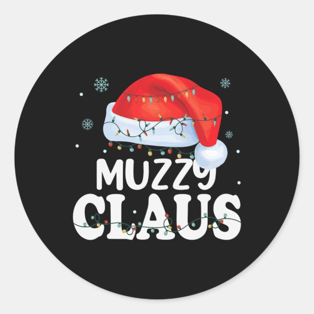 Sticker Rond Muzzy Claus Xmas Famille Matching Funny Grand-mère (Devant)