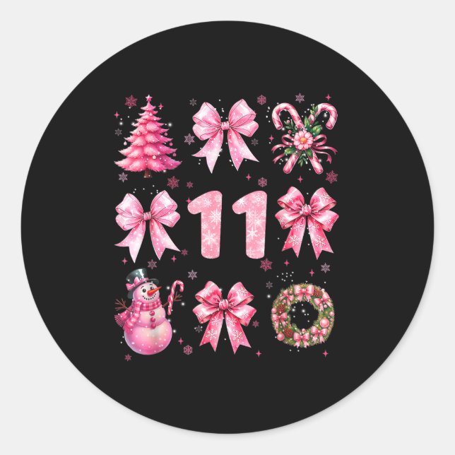 Sticker Rond My 11th Birthday Nk Santa Coquette Snowman 11 Year (Devant)