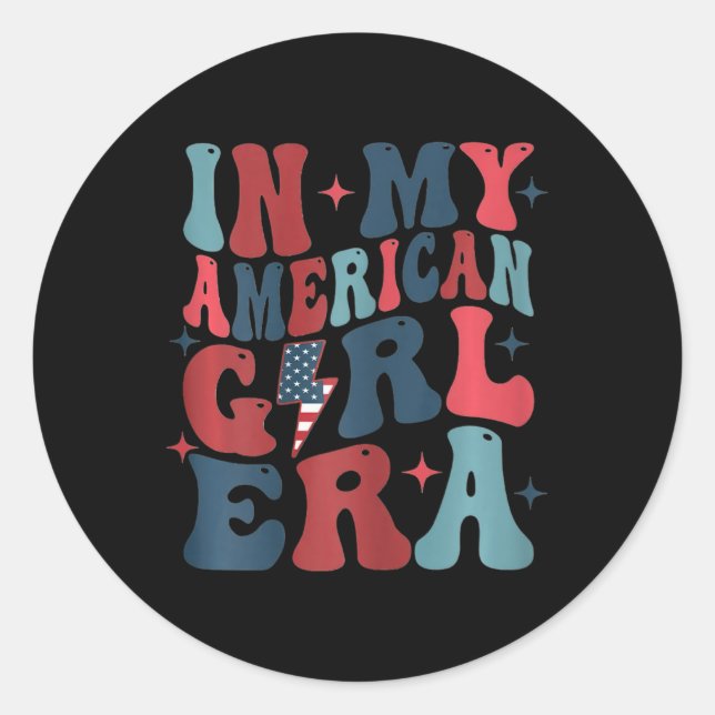 Sticker Rond My American Girl Era Retro 4 juillet Quatrième Gro (Devant)