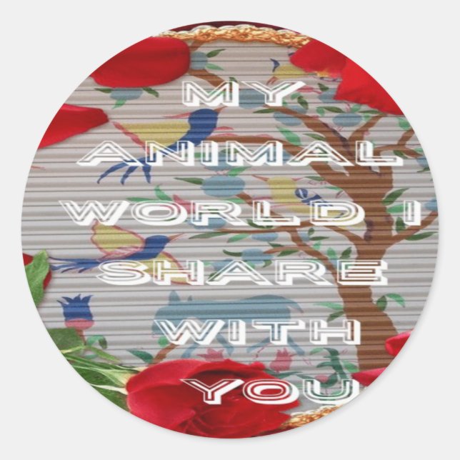 Sticker Rond My Animal World : Belle conception d'arbre et d'oi (Devant)