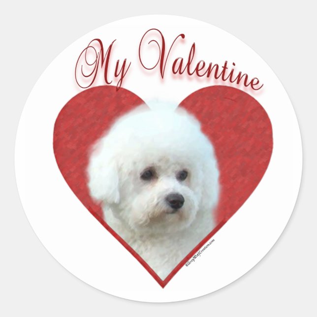 Sticker Rond My Bichon Frise Valentine (Devant)
