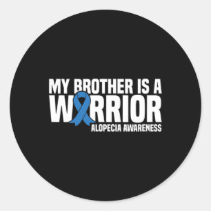 Sticker Rond My Brother is a Warrior Blue Ribbon Alopecia