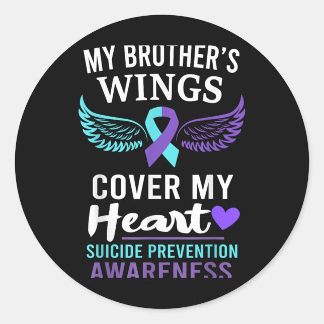 Sticker Rond My Brothers Wings Cover Heart Suicide Awareness R  (Devant)