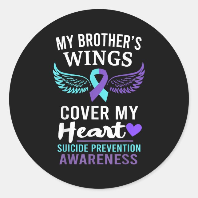 Sticker Rond My Brother's Wings Cover Heart Suicide Awareness R (Devant)