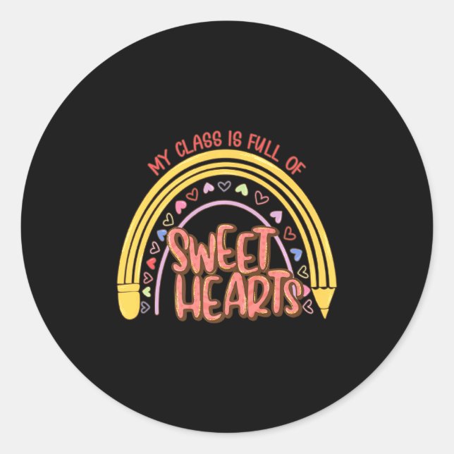 Sticker Rond My Cl Is Full Of Sweet Heart Valentines Day Tea  (Devant)
