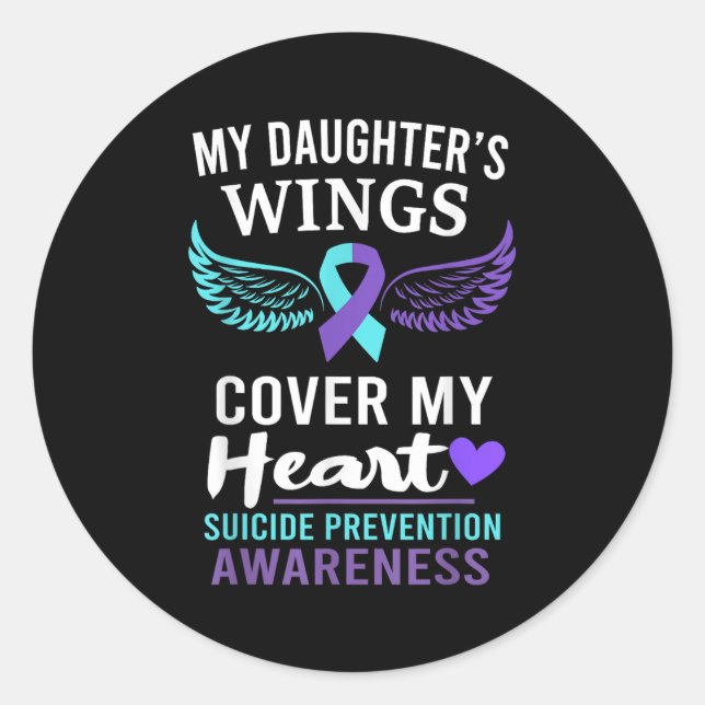 Sticker Rond My Daughter's Wings Cover Heart Suicide Awareness  (Devant)