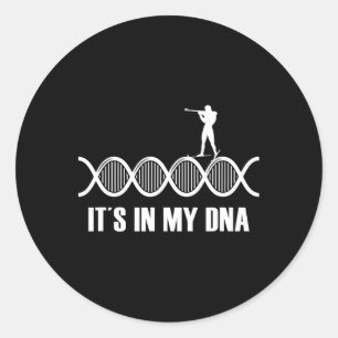 Sticker Rond My Dna Biathlon empreintes digitales Ski Slogan Ti
