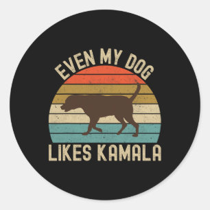 Sticker Rond My Dog Aime Kamala Harris Pour Président 2024 Choc
