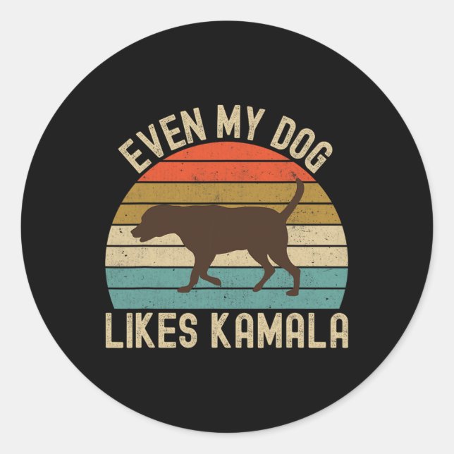 Sticker Rond My Dog Aime Kamala Harris Pour Président 2024 Choc (Devant)