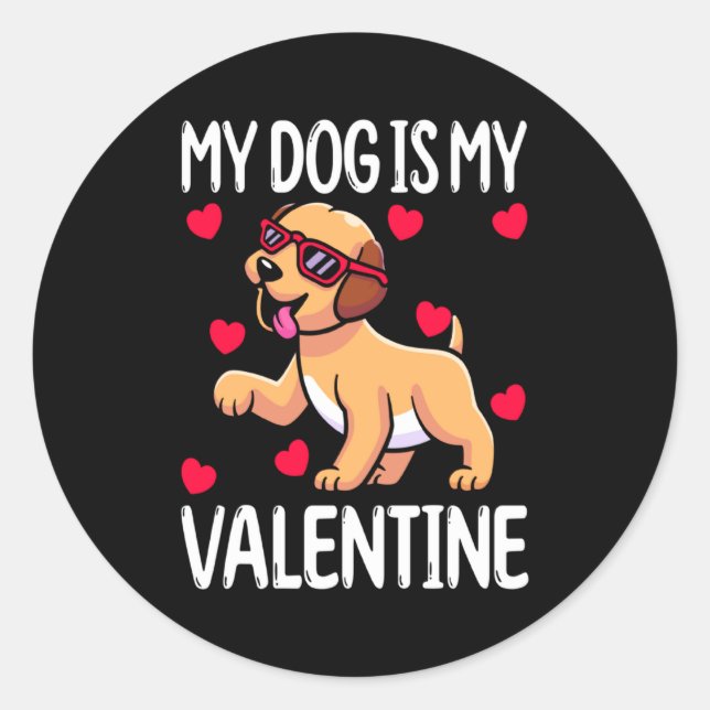 Sticker Rond My Dog Is My Valentine  (Devant)