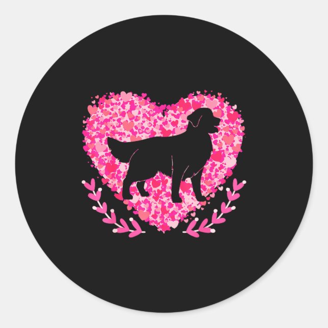 Sticker Rond My Dog Is My Valentine Heart Pet Animal Lover Funn (Devant)