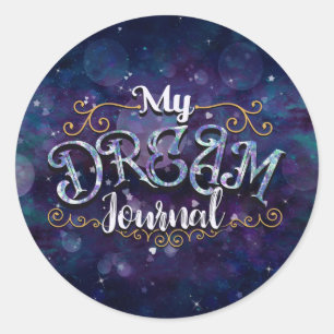 Sticker Rond My Dream Journal Indigo Violet Hearts & Stars