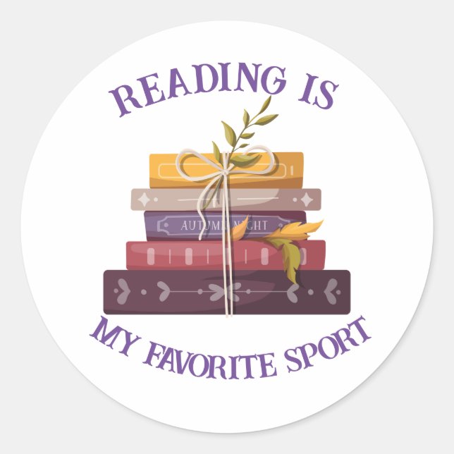 Sticker Rond My favorite sport is reading (Devant)
