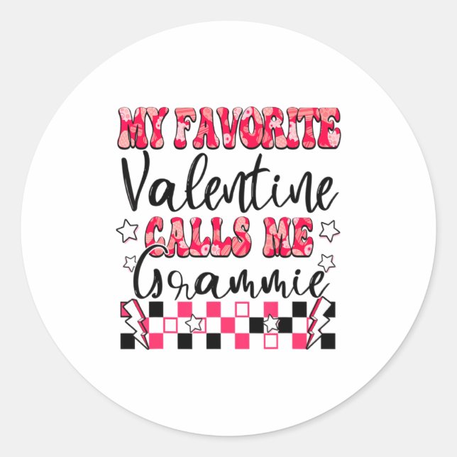 Sticker Rond My Favorite Valentine Calls Me Grammie Valentines  (Devant)