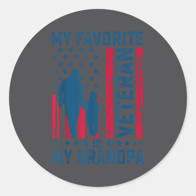 Sticker Rond My Favorite Veteran Is My Grandpa Grandfather Vete (Devant)