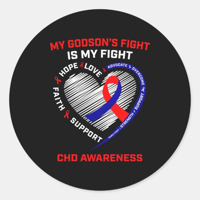 Sticker Rond My Godsons Fight Is My Fight Chd Heart Disease Awa (Devant)