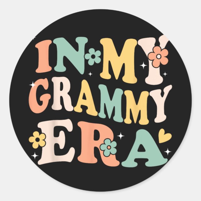 Sticker Rond My Grammy Era Funky Sarcastic Super Retro Mères (Devant)