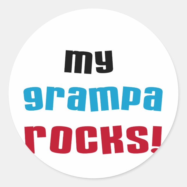 Sticker Rond My Grampa Rocks T-shirts et cadeaux (Devant)