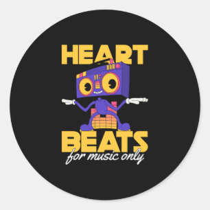 Sticker Rond My Heart Beats For Music Seul l'amant de la musiqu