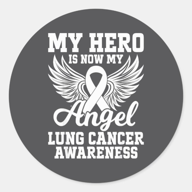 Sticker Rond My Hero Is Now My Angel Lung Cancer Awareness  (Devant)