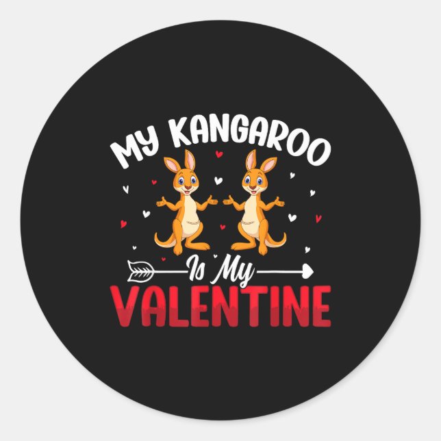 Sticker Rond My Kangaroo Is My Valentine - Animal Lovers Valent (Devant)