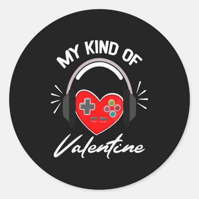 Sticker Rond My Kind Valentine Gamer Valentines Day Gaming Boy  (Devant)