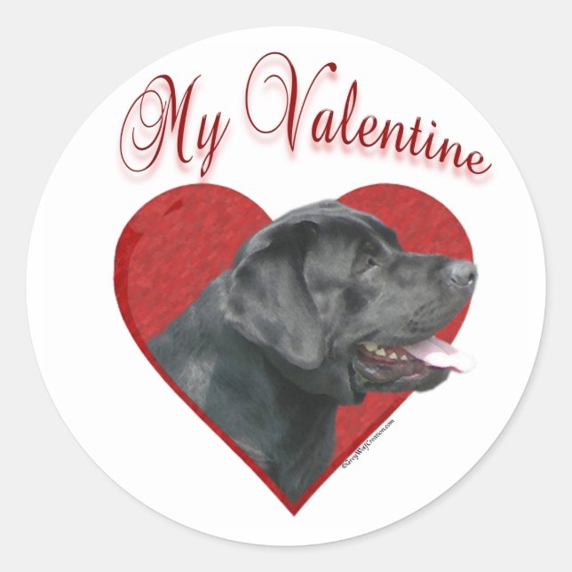 Sticker Rond My Labrador Retriever Valentine (Devant)