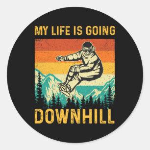 Sticker Rond My Life Is Go Downhill - Snowboarder Snowboardi